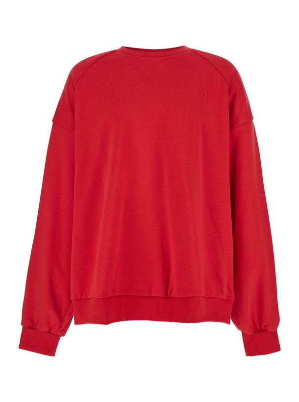 Photo: Juun.J Red Oversized Sweatshirt With Graphic Print In Cotton Man