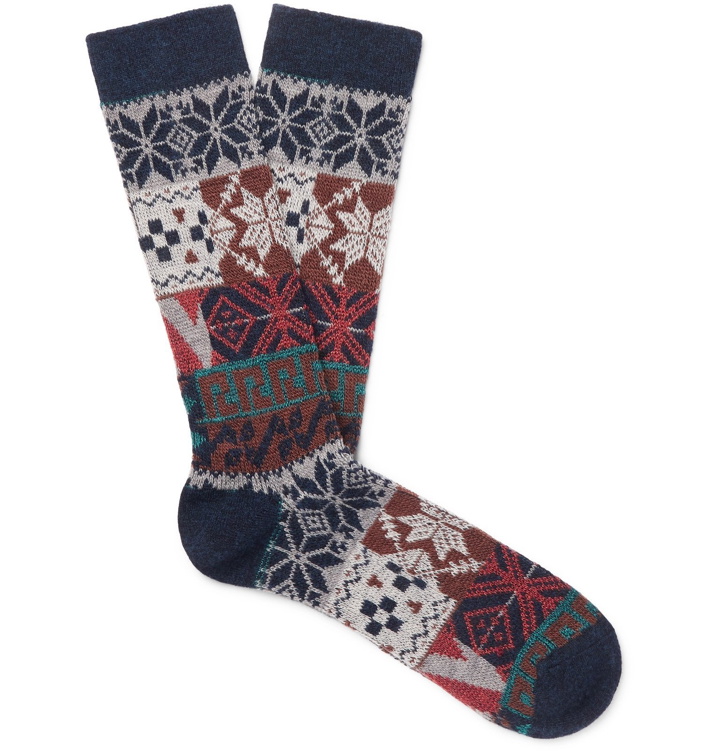 Photo: Anonymous Ism - Intarsia Stretch-Knit Socks - Blue