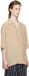 YOKE Taupe Open Collar Shirt