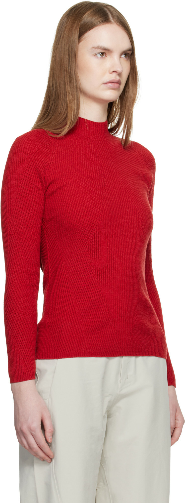 Veilance Red Conic Wool Midlayer Sweater