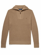 Polo Ralph Lauren - Logo-Embroidered Wool and Cotton-Blend Half-Zip Sweater - Brown