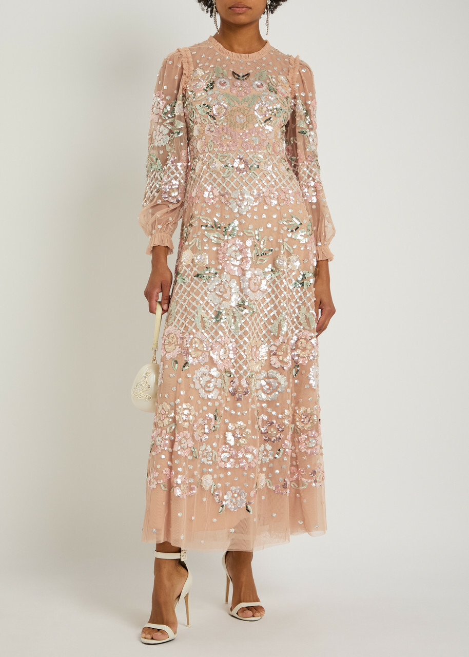 Needle & Thread Rosalie Sequin-embellished Tulle Gown Beige