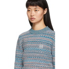 Loewe Blue Wool Cropped Jacquard Sweater