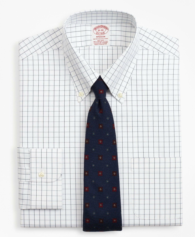 Photo: Brooks Brothers Men's Stretch Madison Relaxed-Fit Dress Shirt, Non-Iron Windowpane | Sodalite