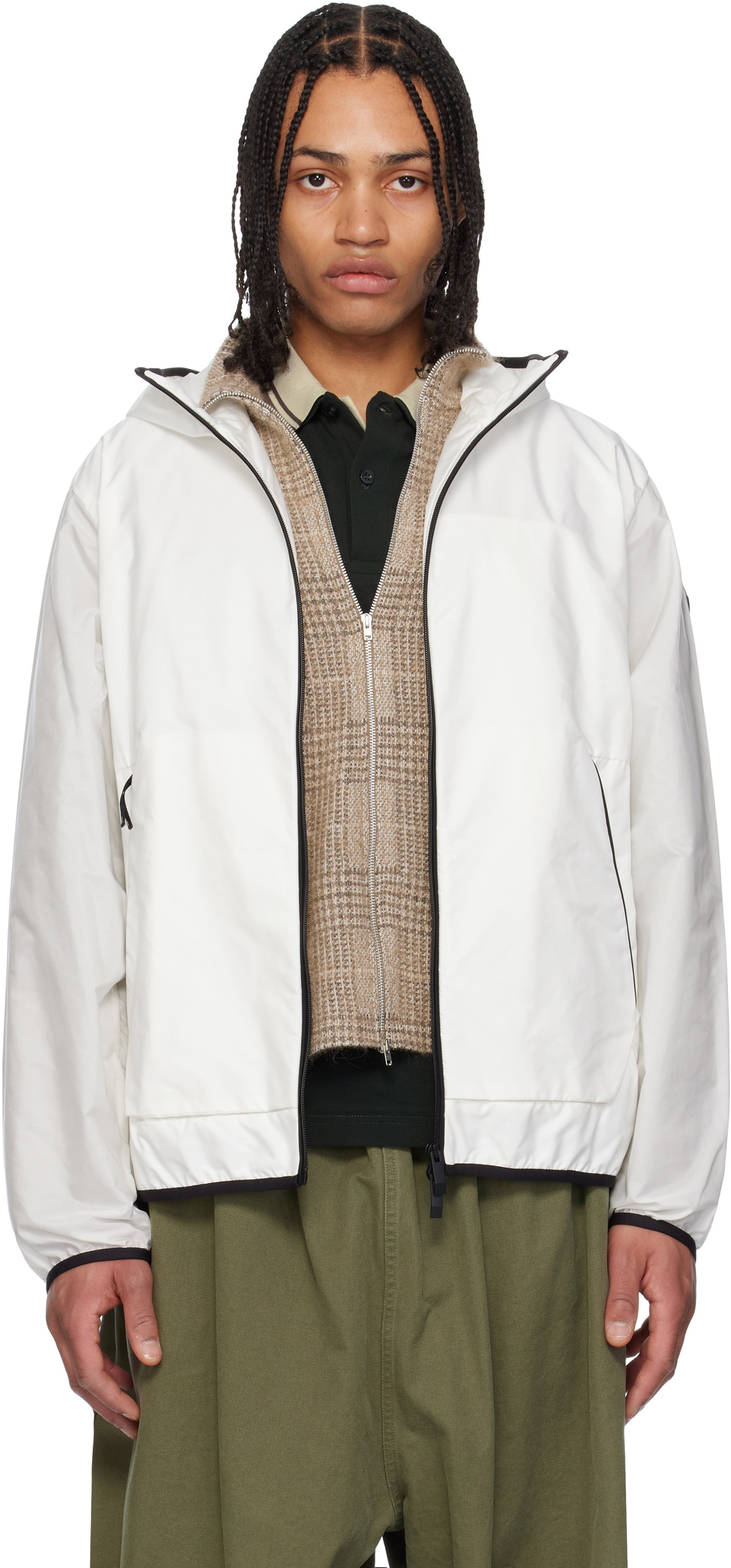 Moncler White Grainer Hooded Windbreaker Jacket Moncler