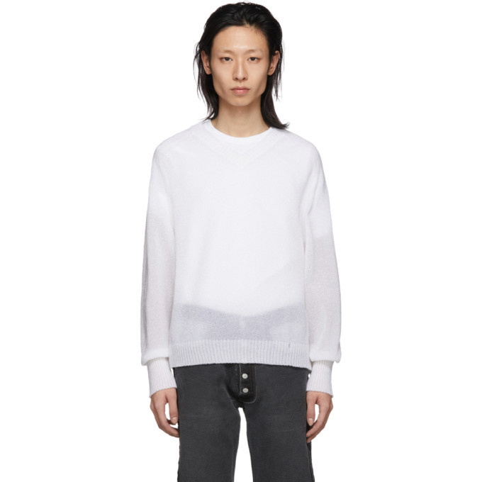 Photo: Our Legacy White Bubble Knit V-Neck Sweater
