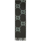 Gucci Grey and Blue Wool Tartan GG Scarf