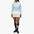 Thom Browne Women's Zip Up 4 Bar Tonal Hoodie in Light Blue