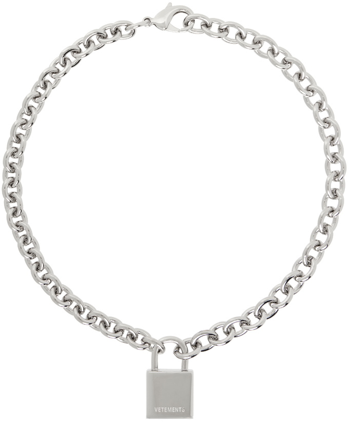 Photo: VETEMENTS Silver Padlock Logo Necklace