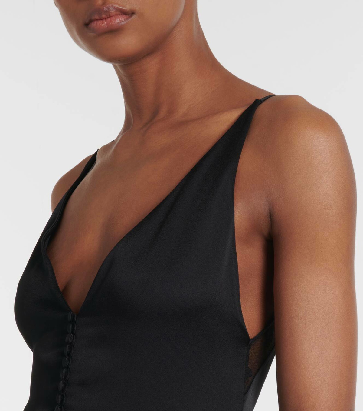 Stella McCartney Open-back peplum satin midi dress Stella McCartney