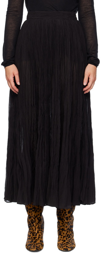 Photo: TOTEME Black Crinkled Plissé Maxi Skirt