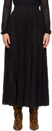 TOTEME Black Crinkled Plissé Maxi Skirt