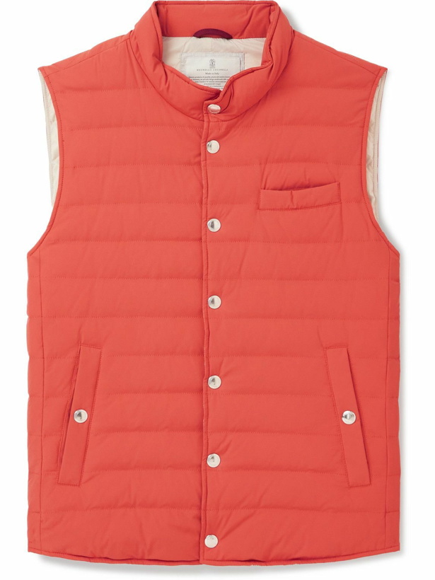 Photo: Brunello Cucinelli - Slim-Fit Quilted Nylon Down Gilet - Orange