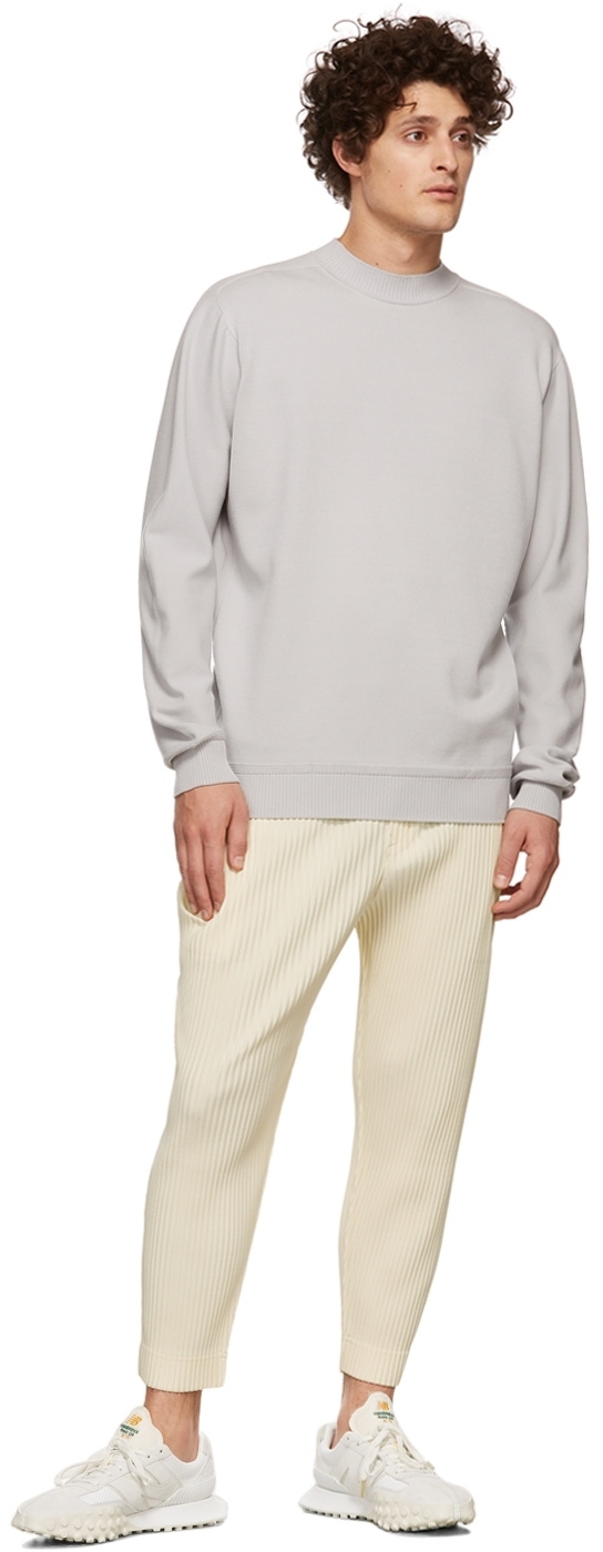 Homme Plissé Issey Miyake Grey Smooth Knit Sweater Homme Plisse