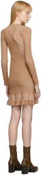 See by Chloé Brown Knit Ruffle Short Dress
