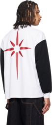 KUSIKOHC White & Black Rugby Long Sleeve Polo