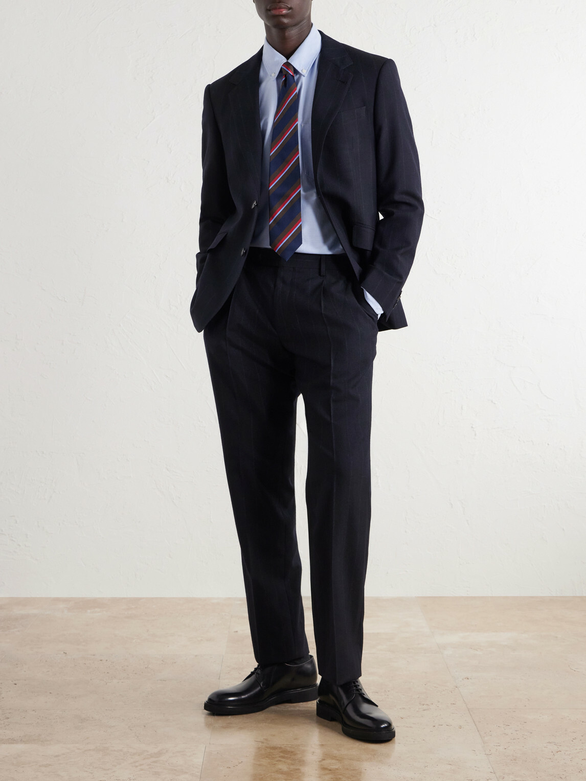 Mr P. - Straight-Leg Pinstriped Wool Suit Trousers - Blue