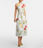 Oscar de la Renta Belted floral faille cocktail dress