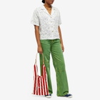 LASTFRAME Women's Stripe Mesh Market Bag Medium in Red/Ivory