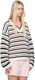 GANNI White & Black Striped Sweater