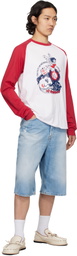 AMBUSH White & Red Raglan Long Sleeve T-shirt