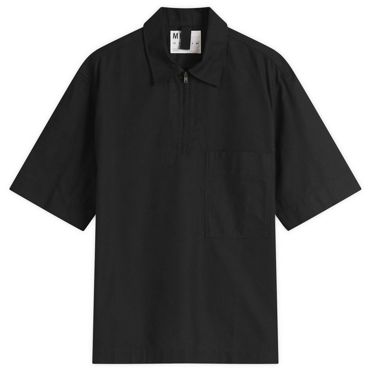 MARGALET HOWELL　半袖ニット　MHL MHL by Margaret Howell Men's Half Zip Pull On Shirt in Black