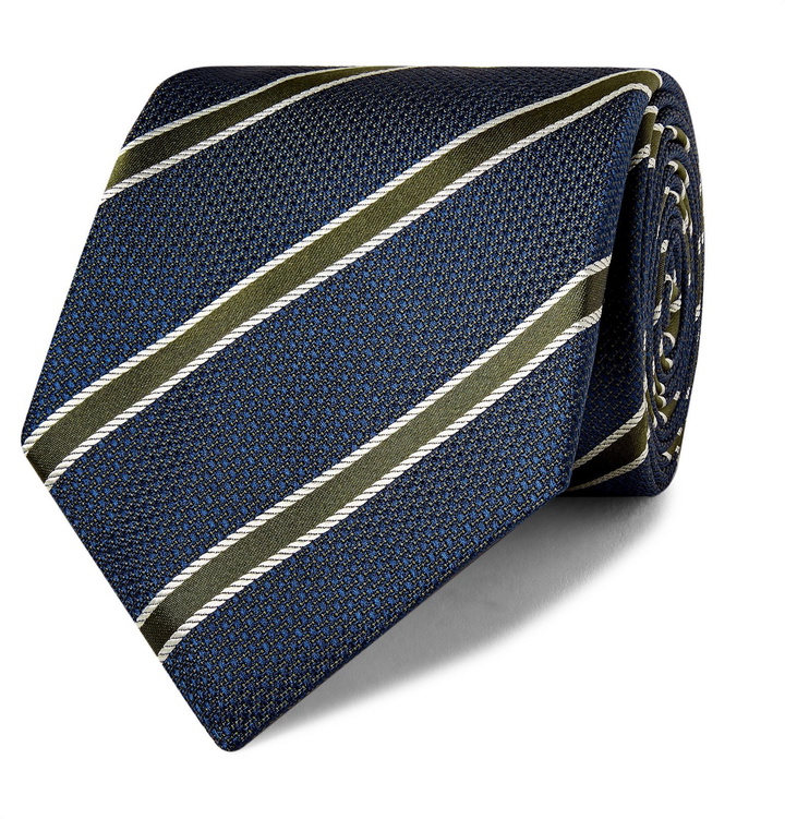 Photo: Canali - 8cm Striped Silk Tie - Blue