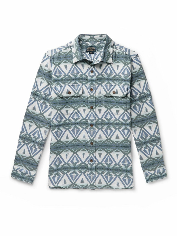 Photo: Pendleton - Beach Shack Brushed Cotton-Jacquard Shirt - Blue