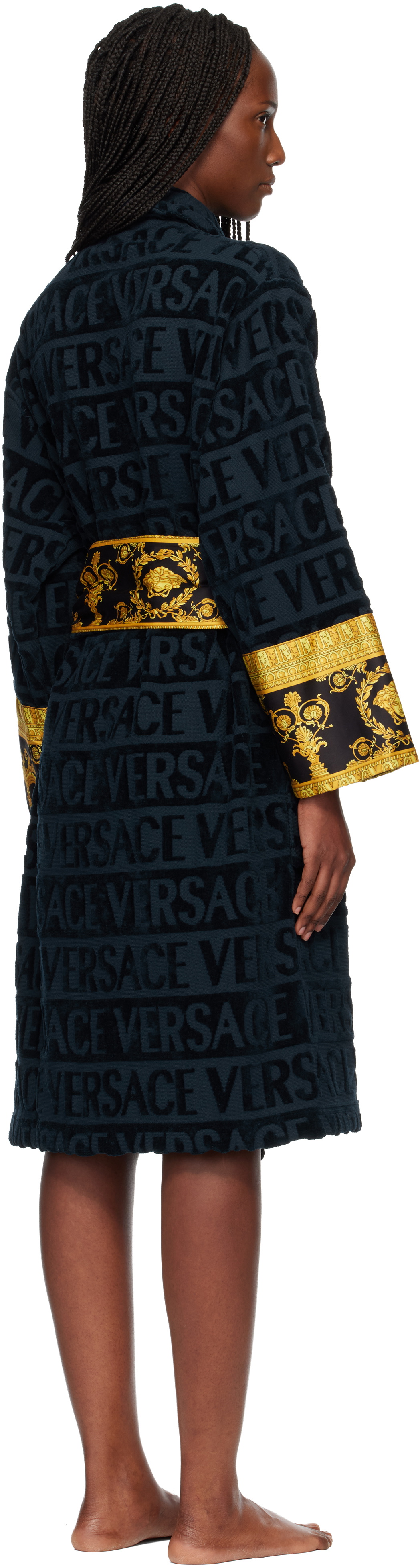 Versace Navy 'I Heart Baroque' Bathrobe