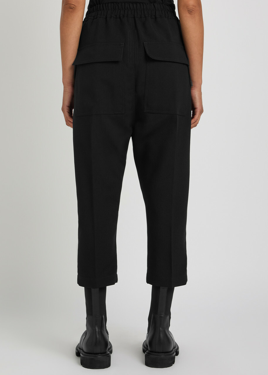 Rick Owens Cropped Tapered-leg Wool Trousers Black