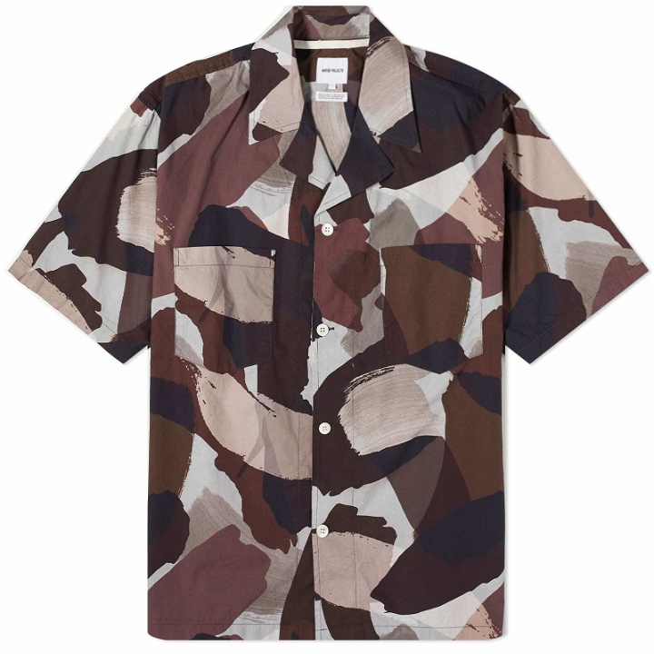 Photo: Norse Projects Men's Mads Relaxed Camo Short Sleeve Shirt in Espresso