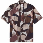 Norse Projects Men's Mads Relaxed Camo Short Sleeve Shirt in Espresso