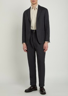 Officine Générale Hugo Belted Tapered-leg Trousers Navy