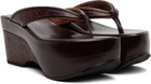 Dries Van Noten Burgundy Platform Thong Heeled Sandals