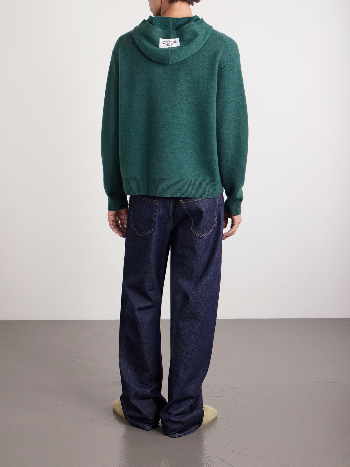 Acne Studios - Logo-Appliquéd Cashmere-Blend Hoodie - Green Acne