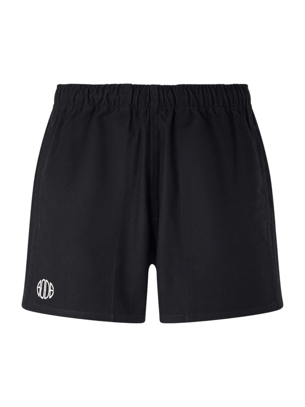 Photo: BODE - Field Straight-Leg Logo-Embroidered Cotton-Twill Shorts - Black