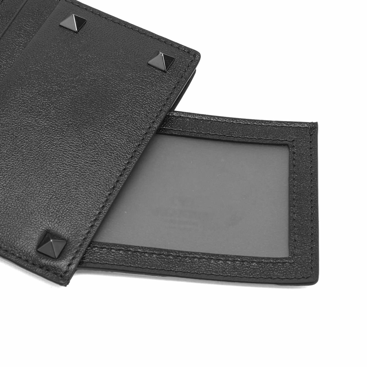 Valentino Men's Rock Stud Card Holder in Nero 