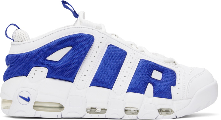 Photo: Nike White & Blue Air More Uptempo Low Sneakers