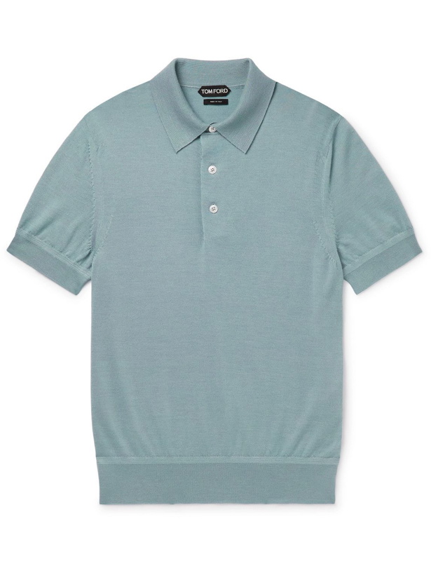 Photo: TOM FORD - Cashmere and Silk-Blend Polo Shirt - Blue