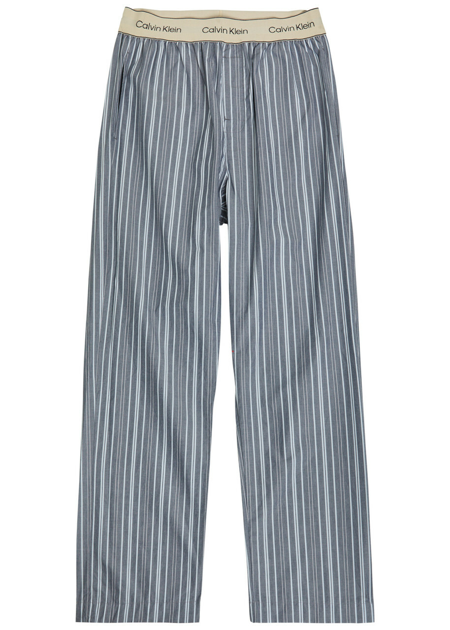 Calvin Klein Striped Cotton-poplin Pyjama Trousers Navy