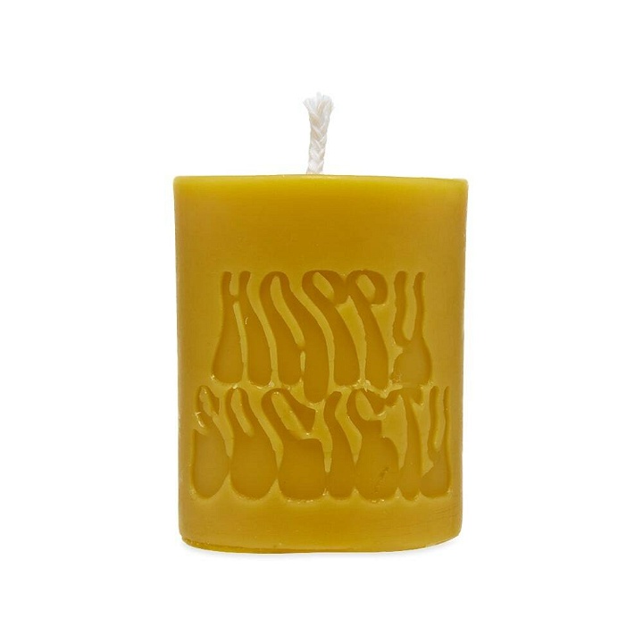 Photo: Happy Society Small Pillar Beeswax Candle in Unscented