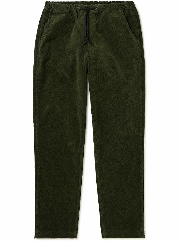 Photo: OrSlow - New Yorker Tapered Cotton-Blend Corduroy Drawstring Trousers - Green