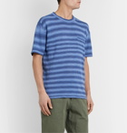 Mr P. - Striped Knitted Linen T-Shirt - Blue