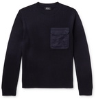 A.P.C. - Bluestack Canvas-Trimmed Ribbed Merino Wool Sweater - Navy
