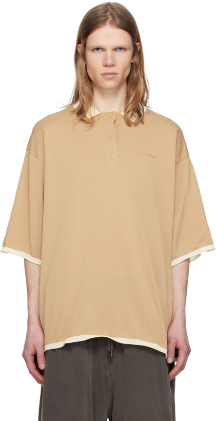 Photo: Hed Mayner Tan Embroidered Polo
