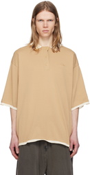 Hed Mayner Tan Embroidered Polo