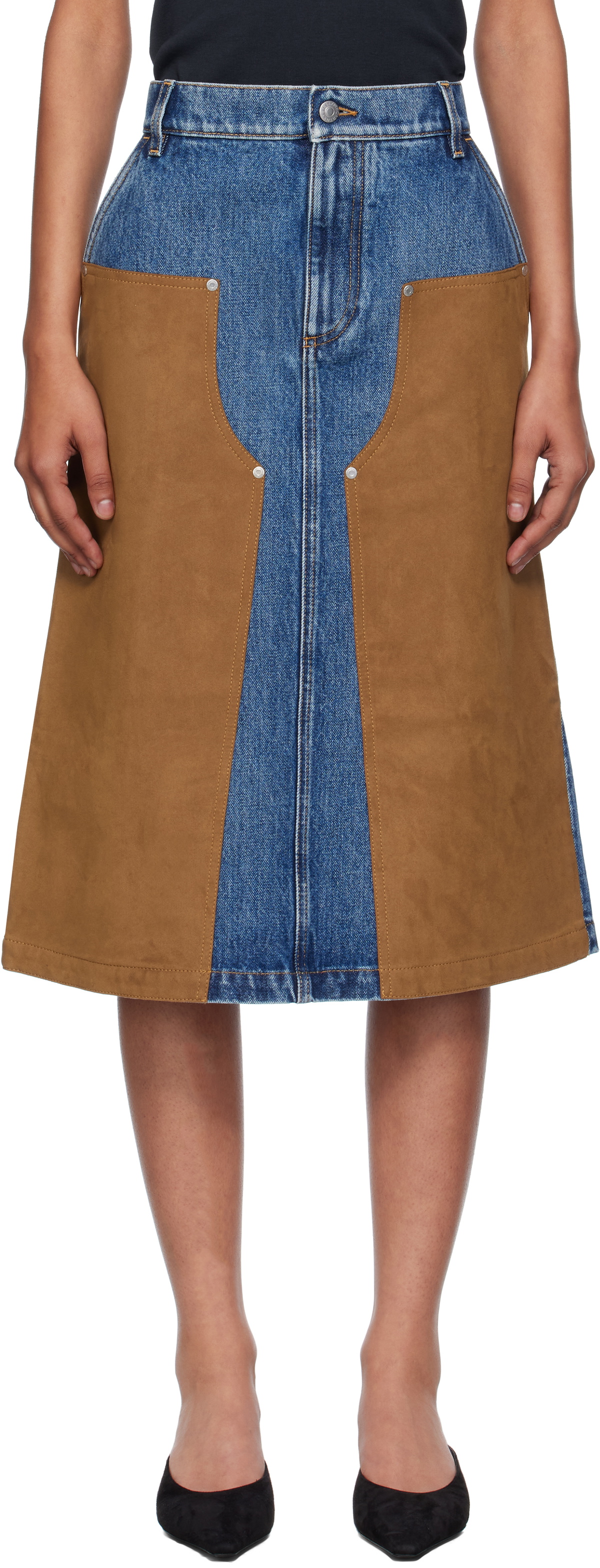 スカート STELLA MCCARTNEY Denim skirt with suede inserts Stella McCartney Denim Skirt With Suede Inserts Stella McCartney
