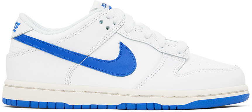 Nike Kids White & Blue Dunk Low Little Kids Sneakers Nike