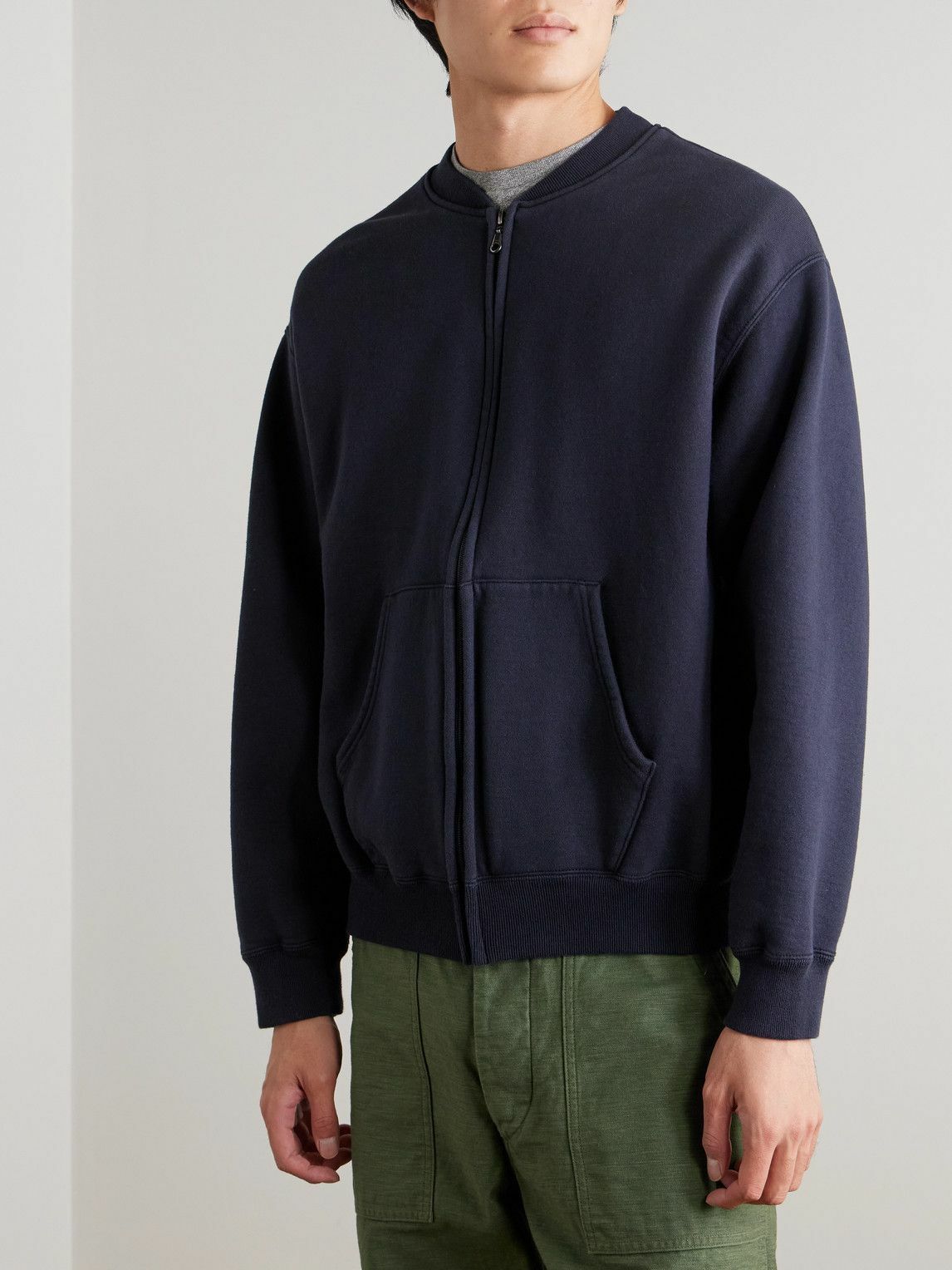 OrSlow - Cotton-Jersey Zip-Up Sweatshirt - Blue