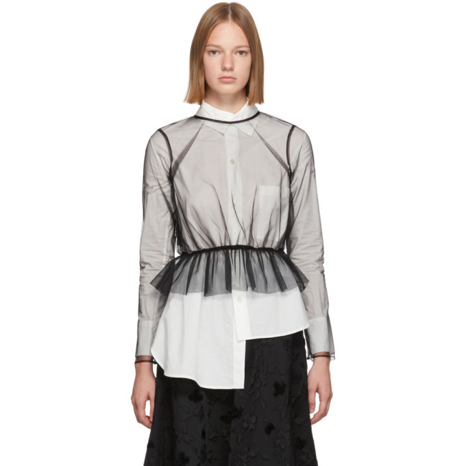 Noir Kei Ninomiya Black Tulle Blouse Noir Kei Ninomiya